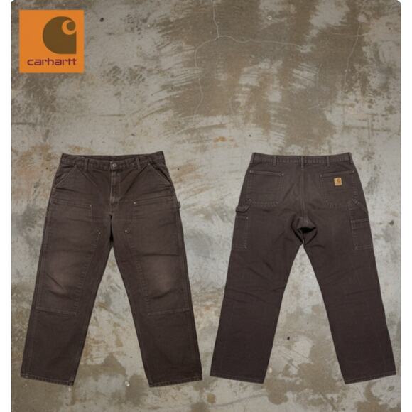 Vintage Y2K Carhartt Men’s Brown Denim Carpenter Loose Jeans 40x32 - Picture 1 of 6